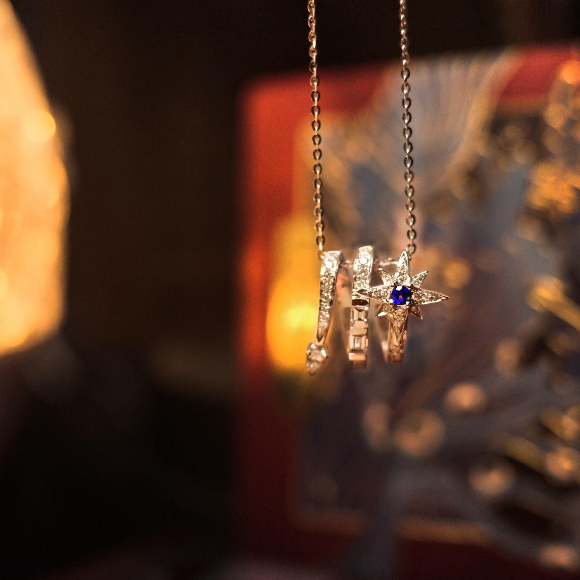 18K White Gold Diamond Sapphire Meteor Pendant - BYRDSTRÖM