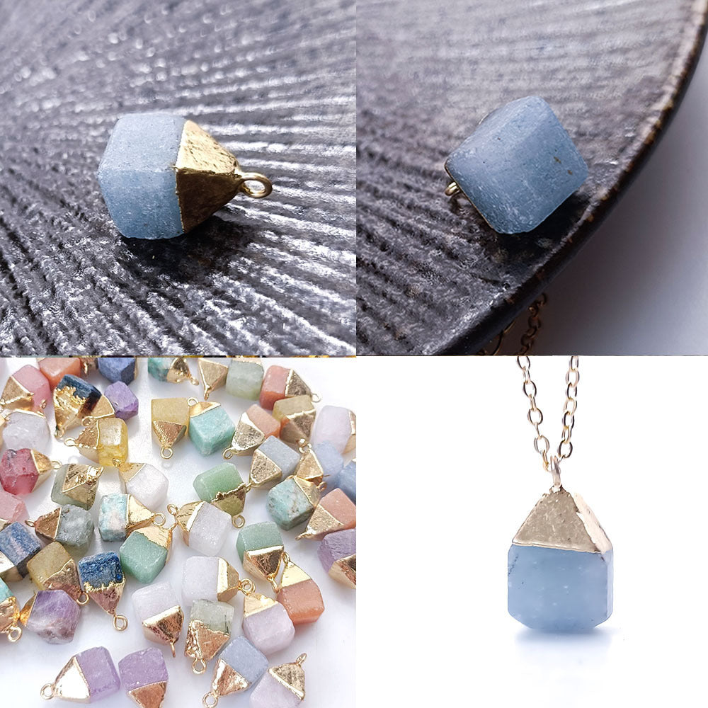 12 Zodiac Natural Gemstone Square Pendant