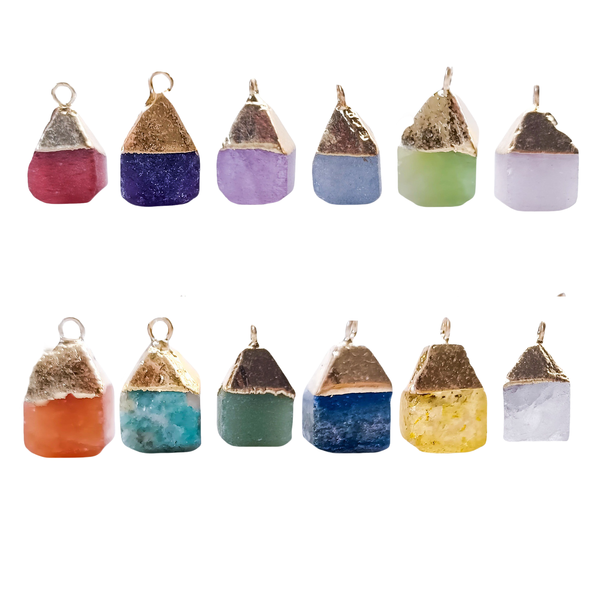 12 Zodiac Natural Gemstone Square Pendant(3 type)