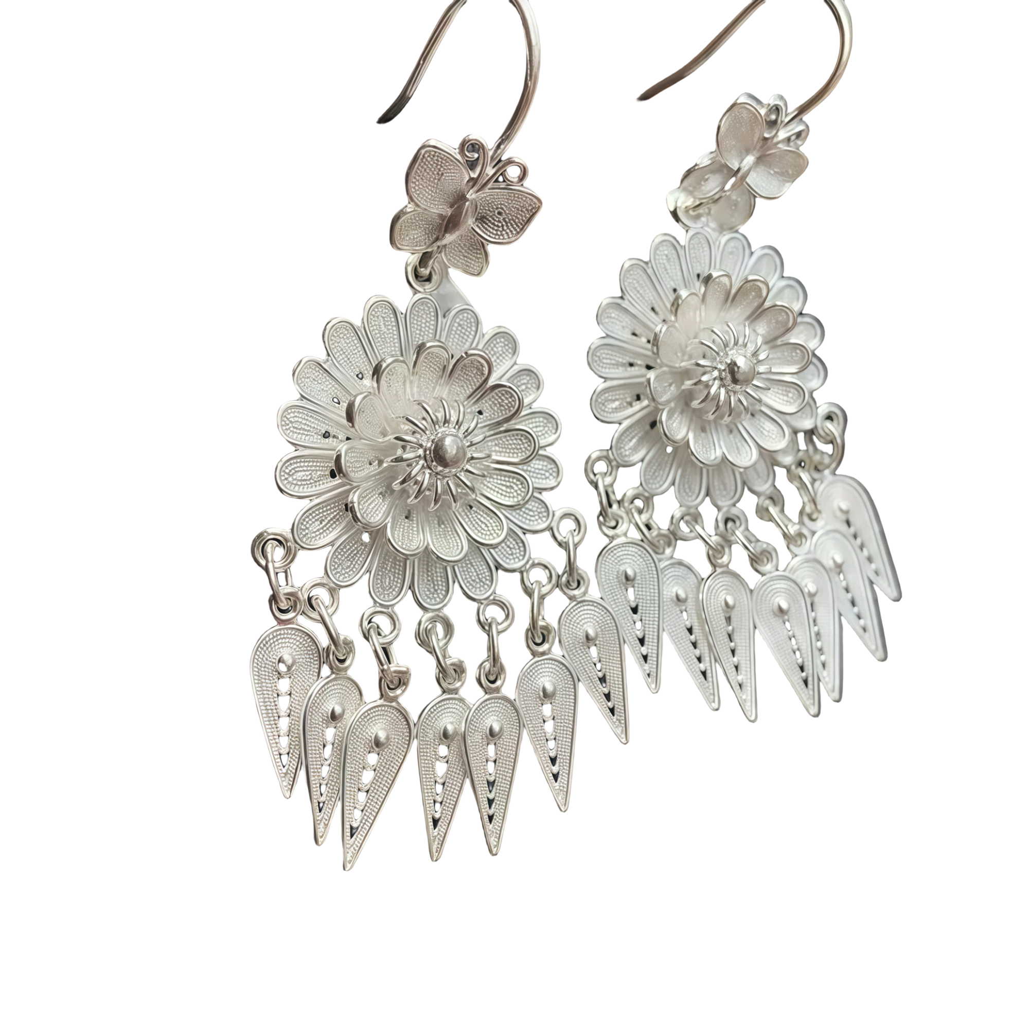 Handcrafted Sunflower Silver Earrings