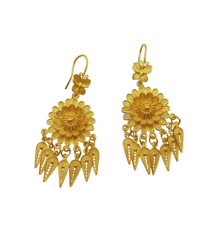 Handcrafted Sunflower Silver Earrings