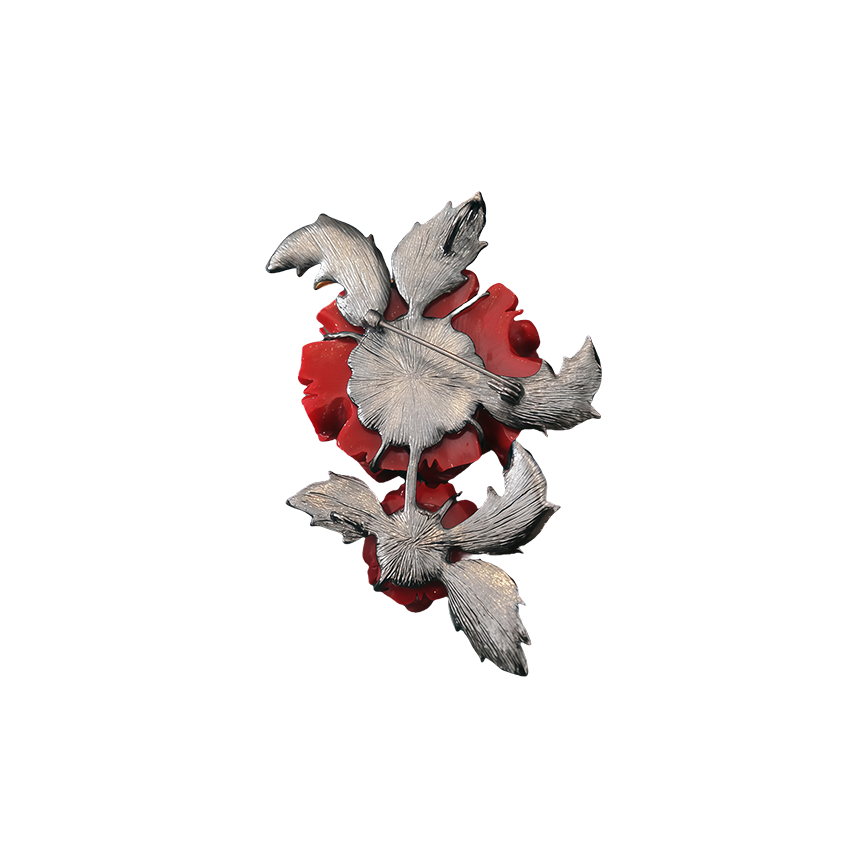 Vermilion Blossom Brooch