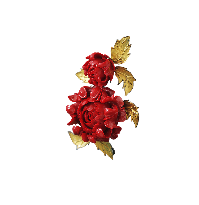Vermilion Blossom Brooch