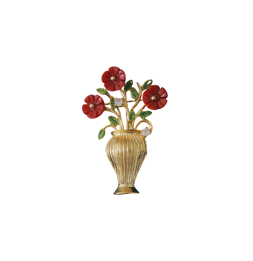 Sea Bamboo Coral Vase Brooch