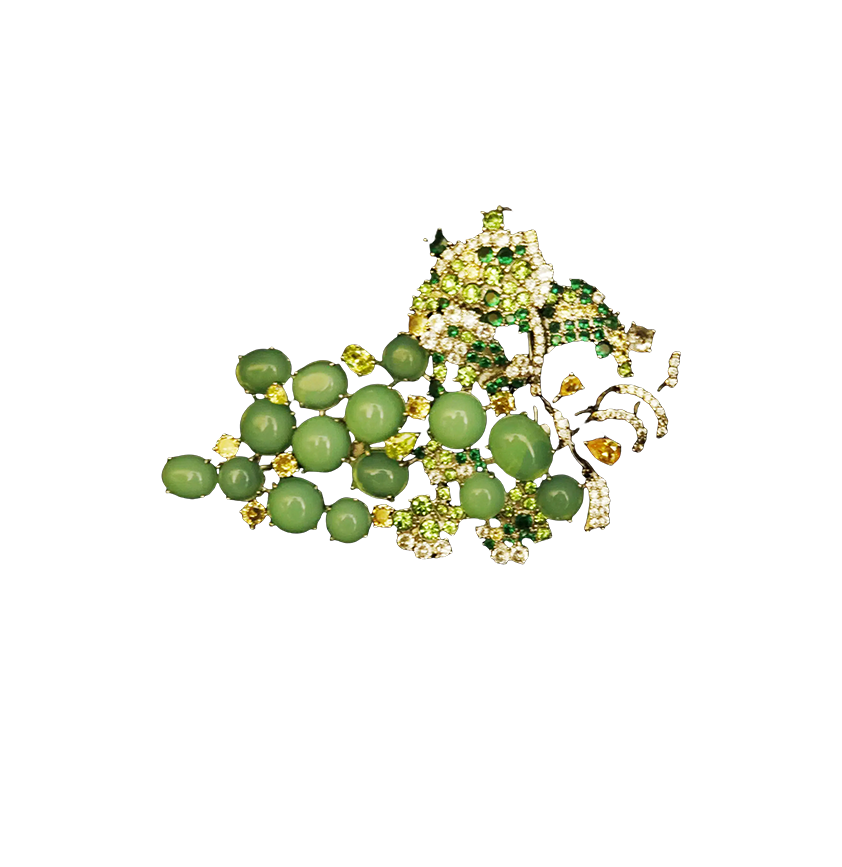 Royal Vintage Grape Vine Diamond Brooch