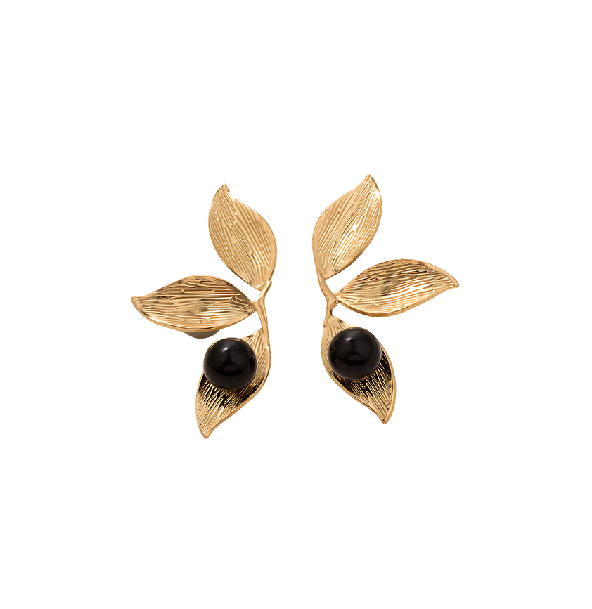 Leaf & Berry Metallic Hoop Earrings