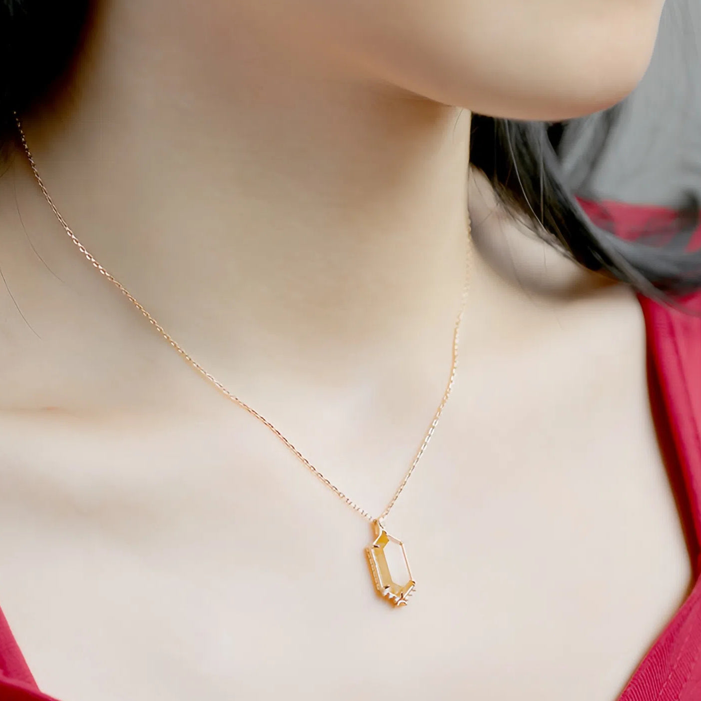 Gold Rutilated Zircon Inlaid Sterling Silver Pendant