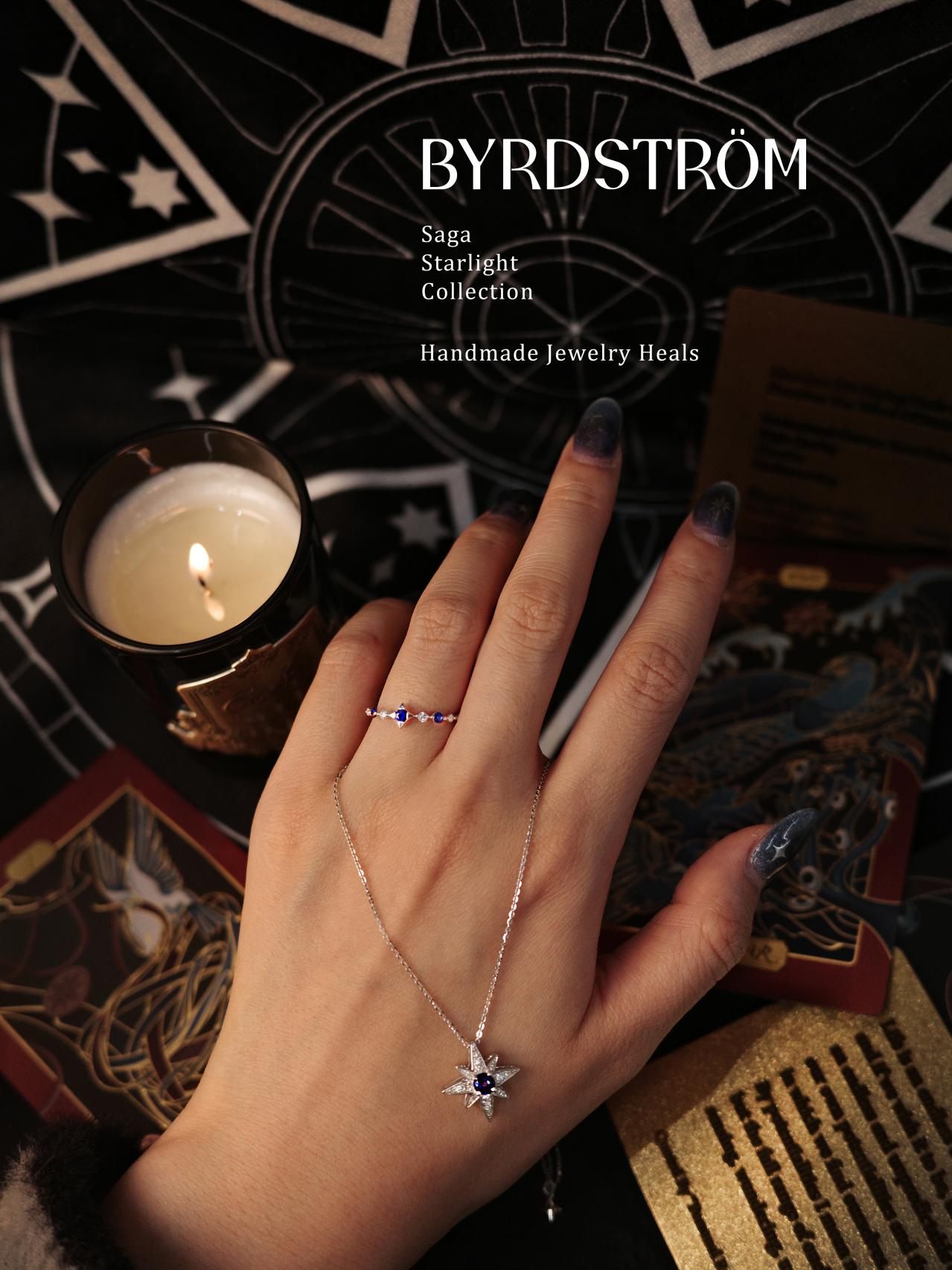 18K Gold Starry Platinum Diamond Sapphire Ring - BYRDSTRÖM JEWELRY