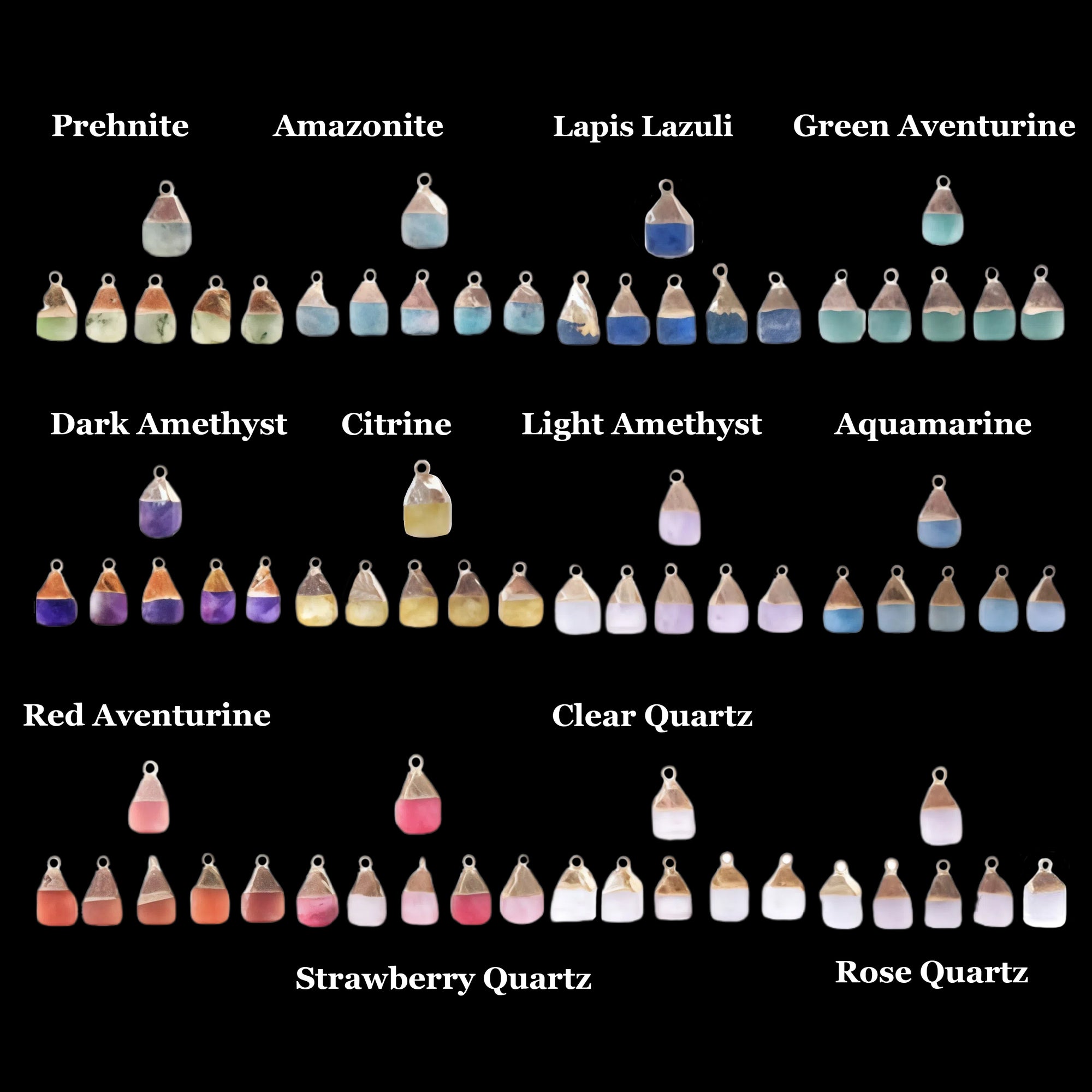 12 Zodiac Natural Gemstone Square Pendant(3 type)