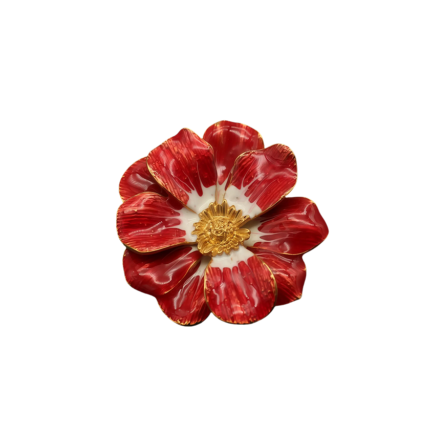 Brass Enamel Flower Brooch
