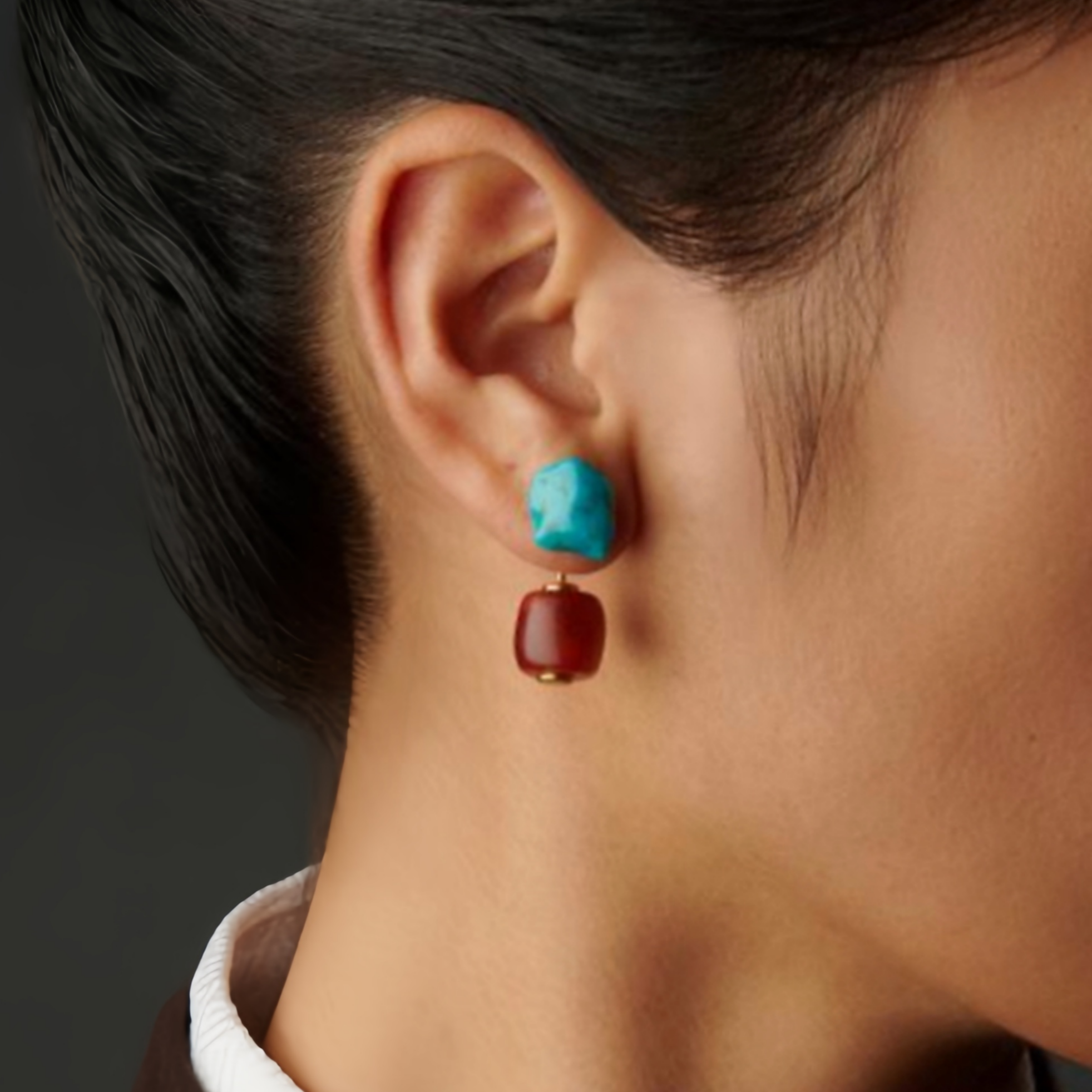 Turquoise and Agate Earrings