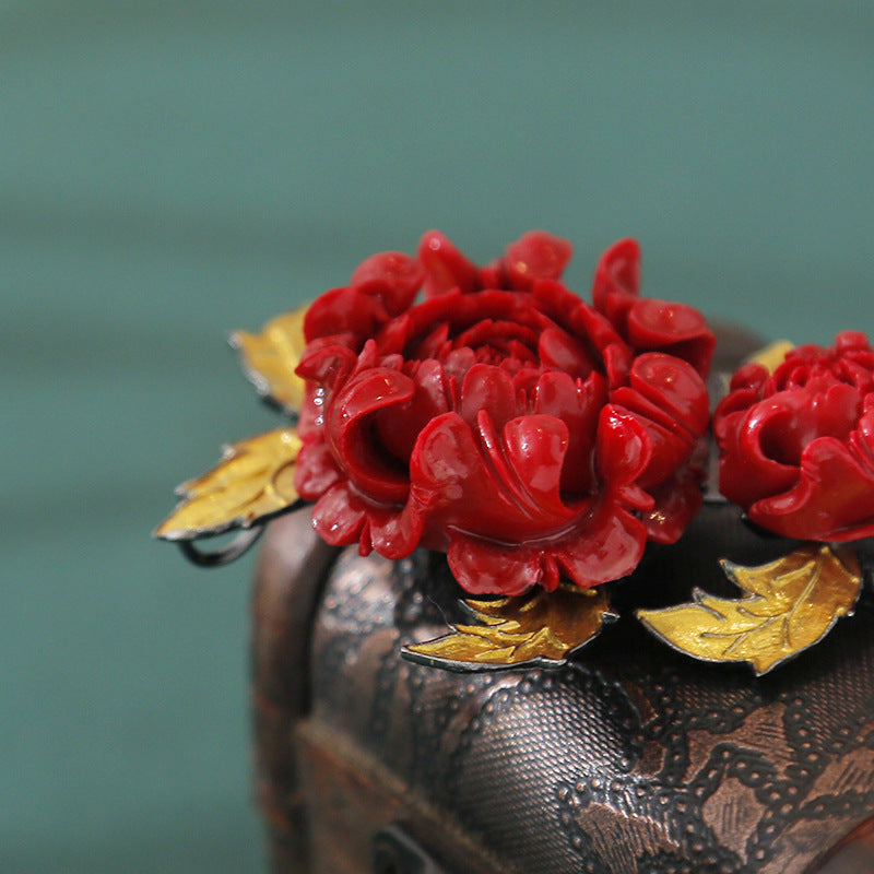 Vermilion Blossom Brooch