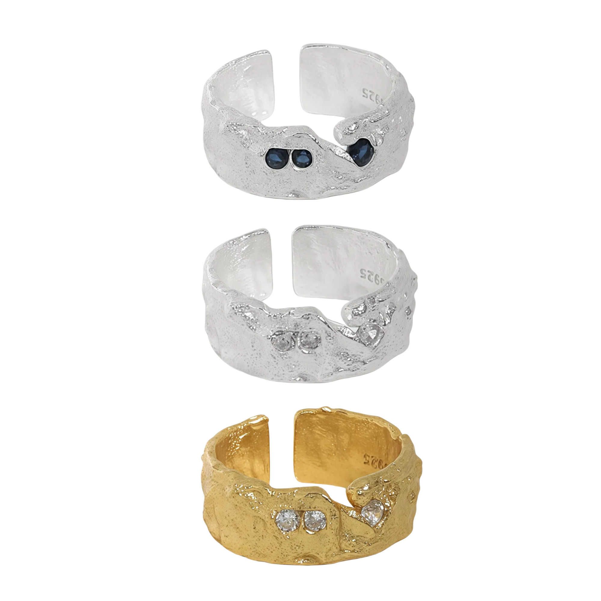 Irregular Faceted Zircon Silver Ring