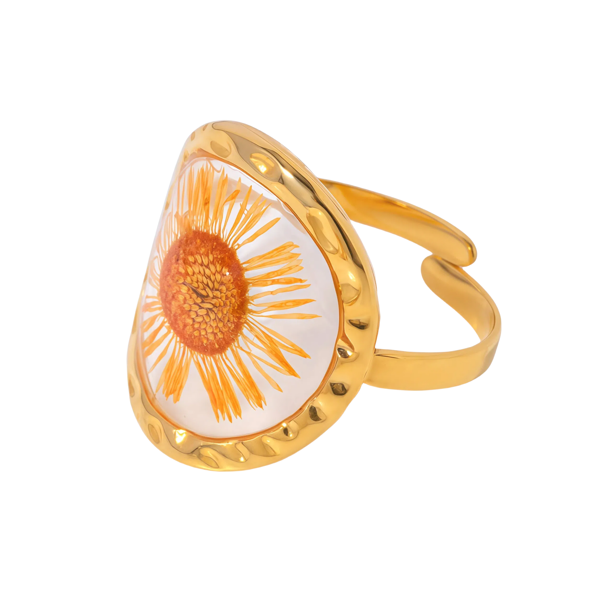 Sunflower Round Botanical Specimen Ring