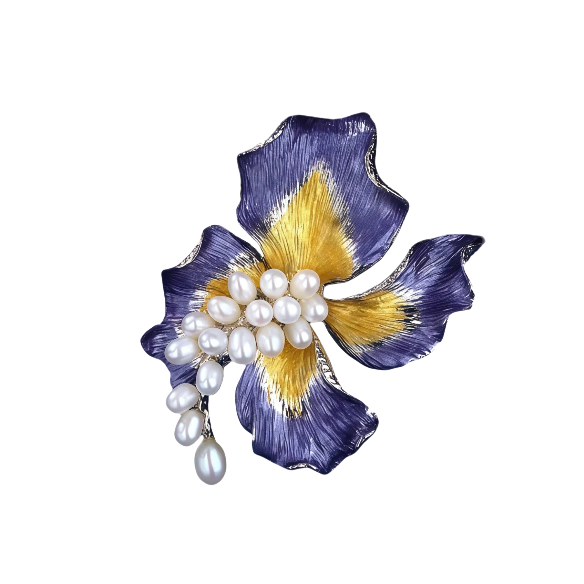 Blue Iris Flower Brooch