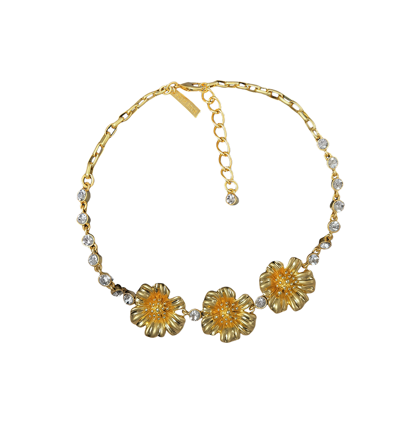Vintage Gold-Plated Cherry Blossom Necklace