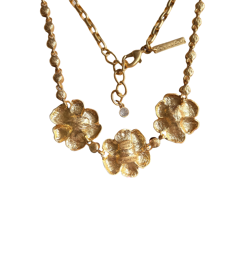 Vintage Gold-Plated Cherry Blossom Necklace