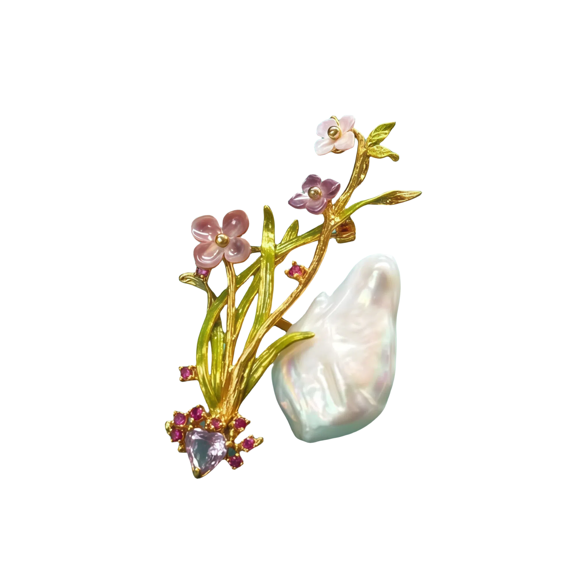 Pearl Amethyst Orchid Brooch