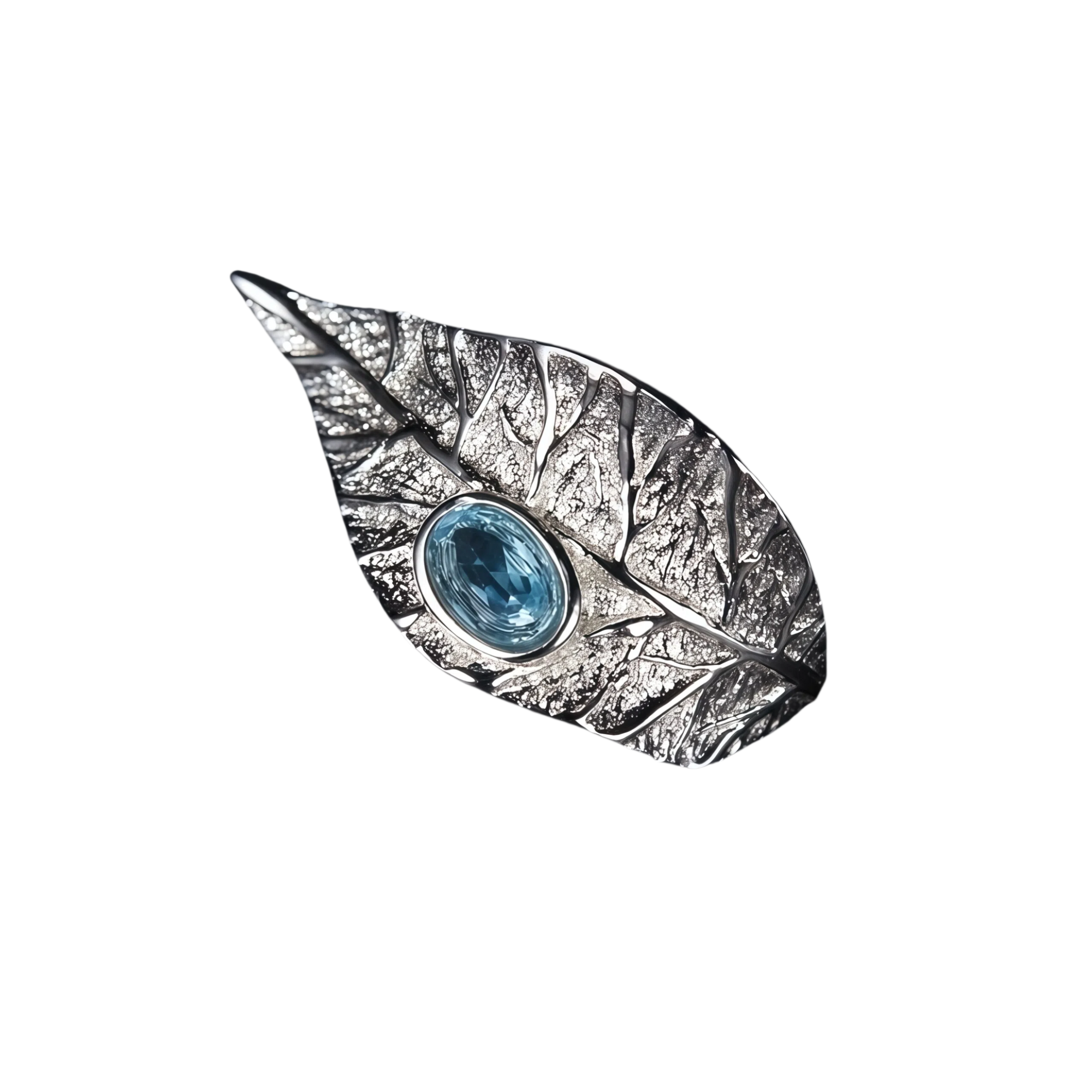 Artistic Leaf Natural Gemstone Open Ring