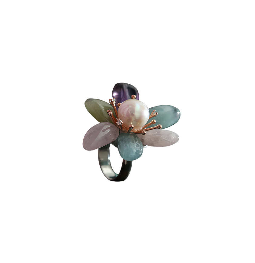 Morganite Flower Ring