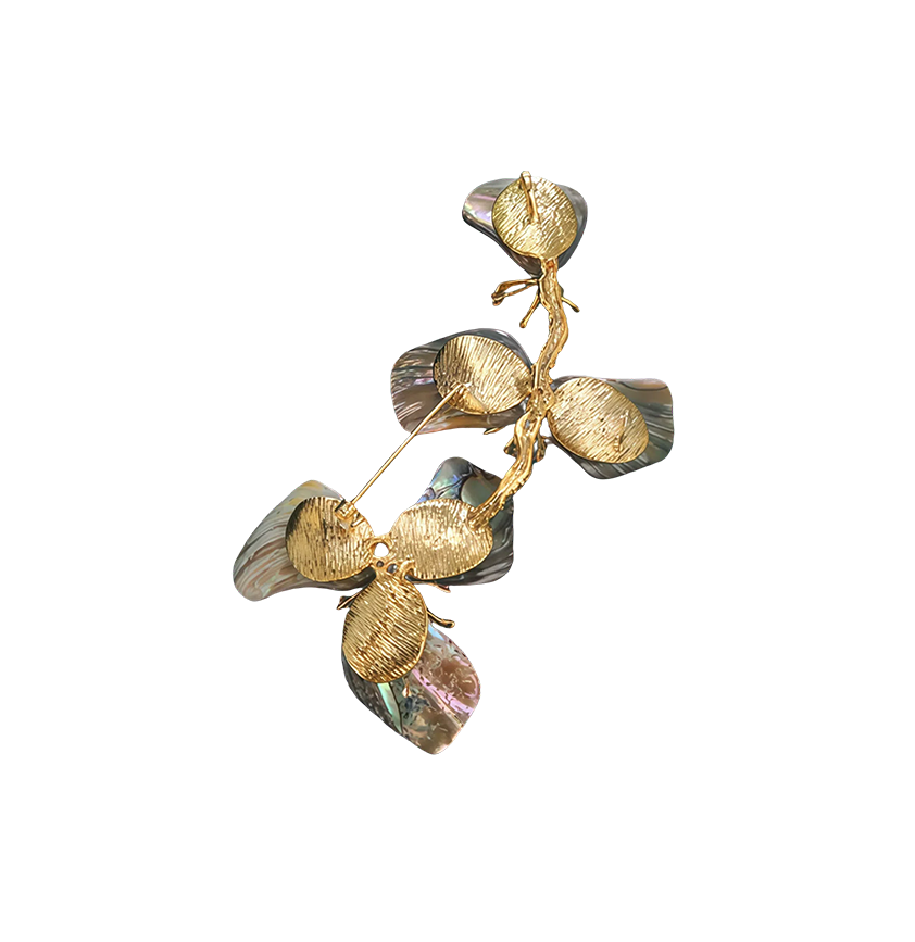 Natural Abalone Shell Floral Brooch