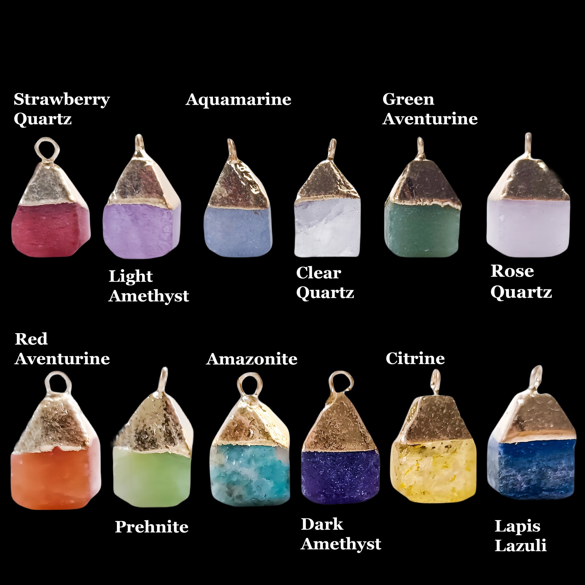 12 Zodiac Natural Gemstone Square Pendant(3 type)