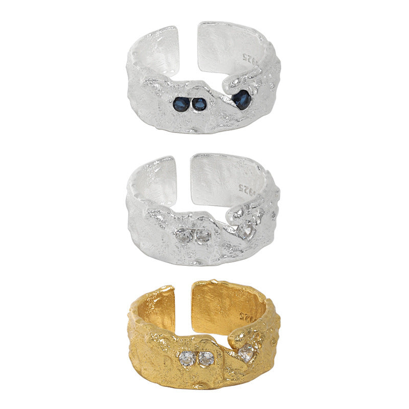 Irregular Faceted Zircon Silver Ring