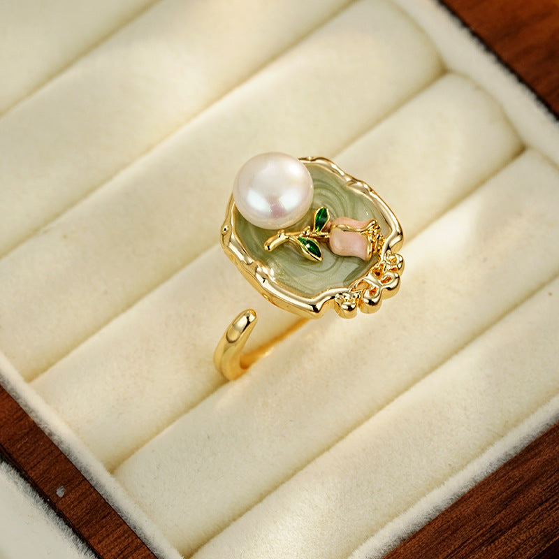 French Vintage Pearl Flower Ring