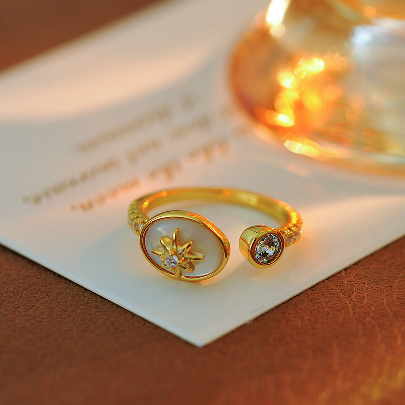 Vintage Zircon Mother-of-Pearl Star Ring
