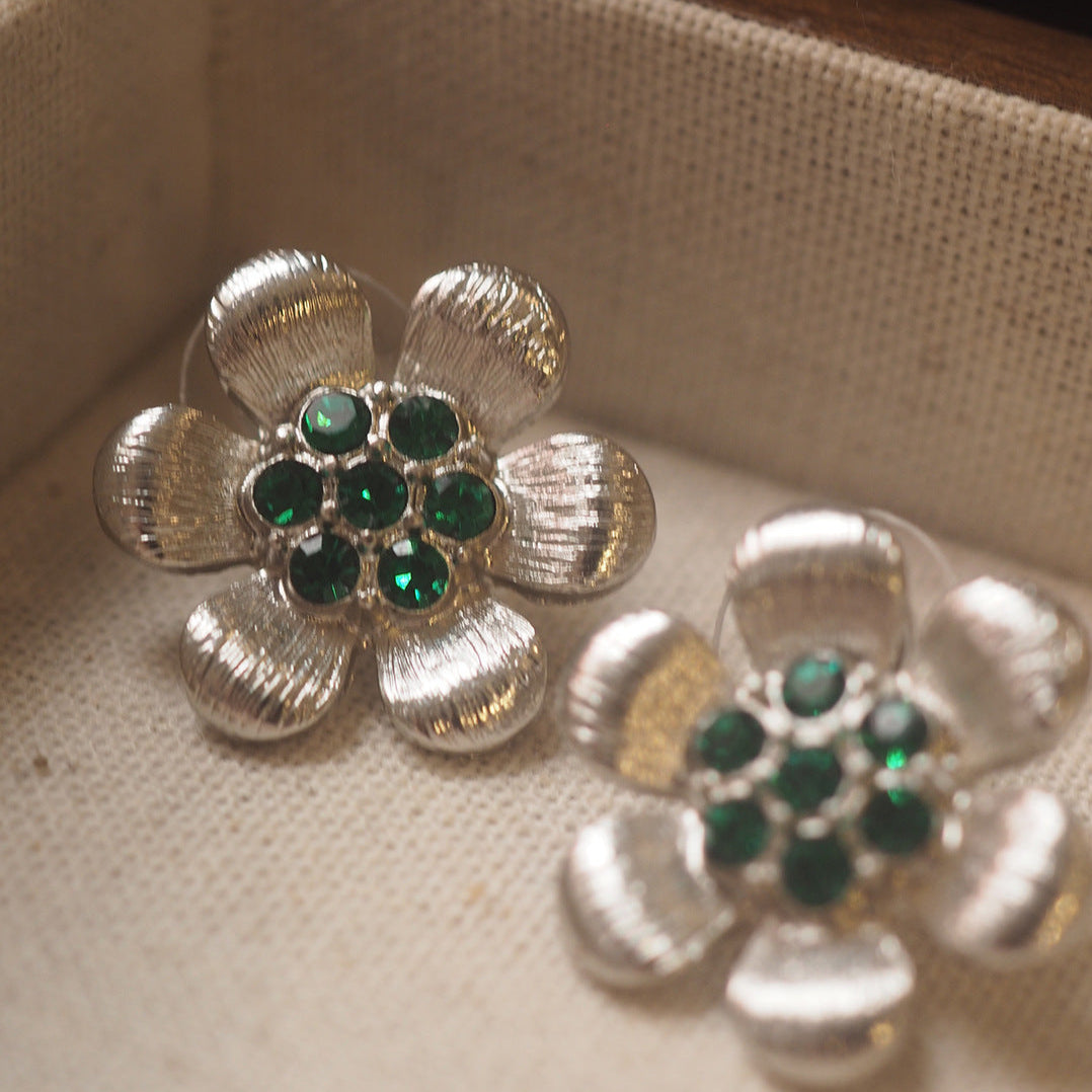 Vintage Crystal Floral Earrings