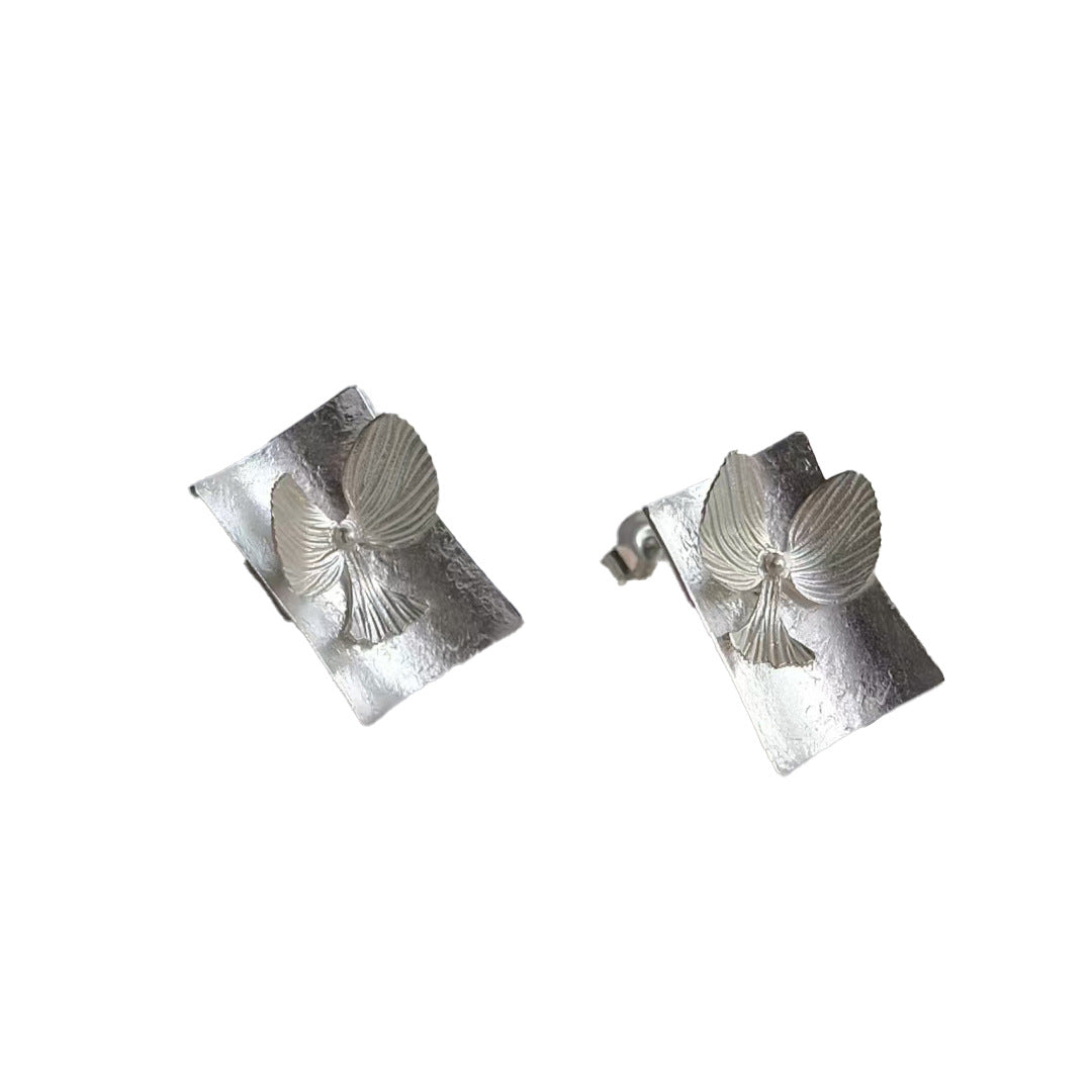 Vintage Square Floral Stud Earrings