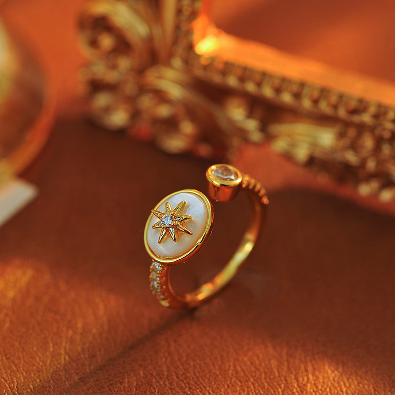 Vintage Zircon Mother-of-Pearl Star Ring