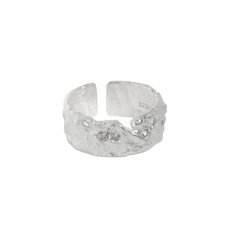 Irregular Faceted Zircon Silver Ring