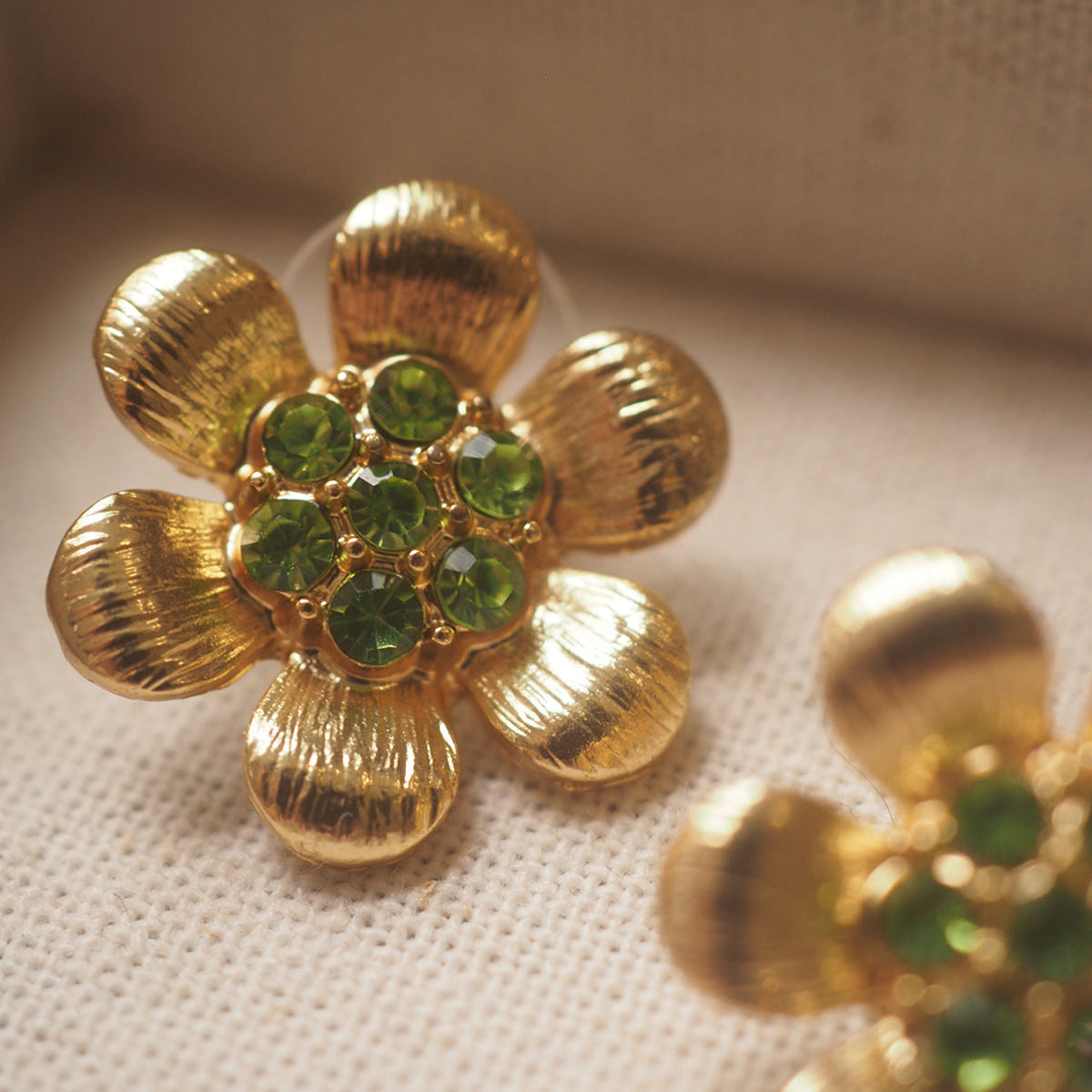 Vintage Crystal Floral Earrings