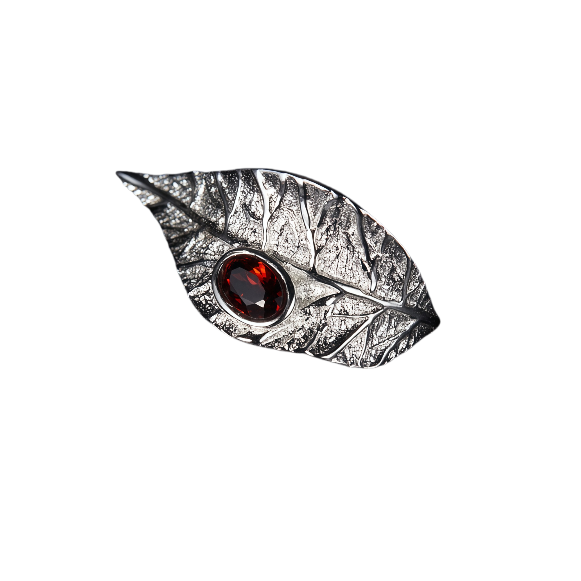 Artistic Leaf Natural Gemstone Open Ring