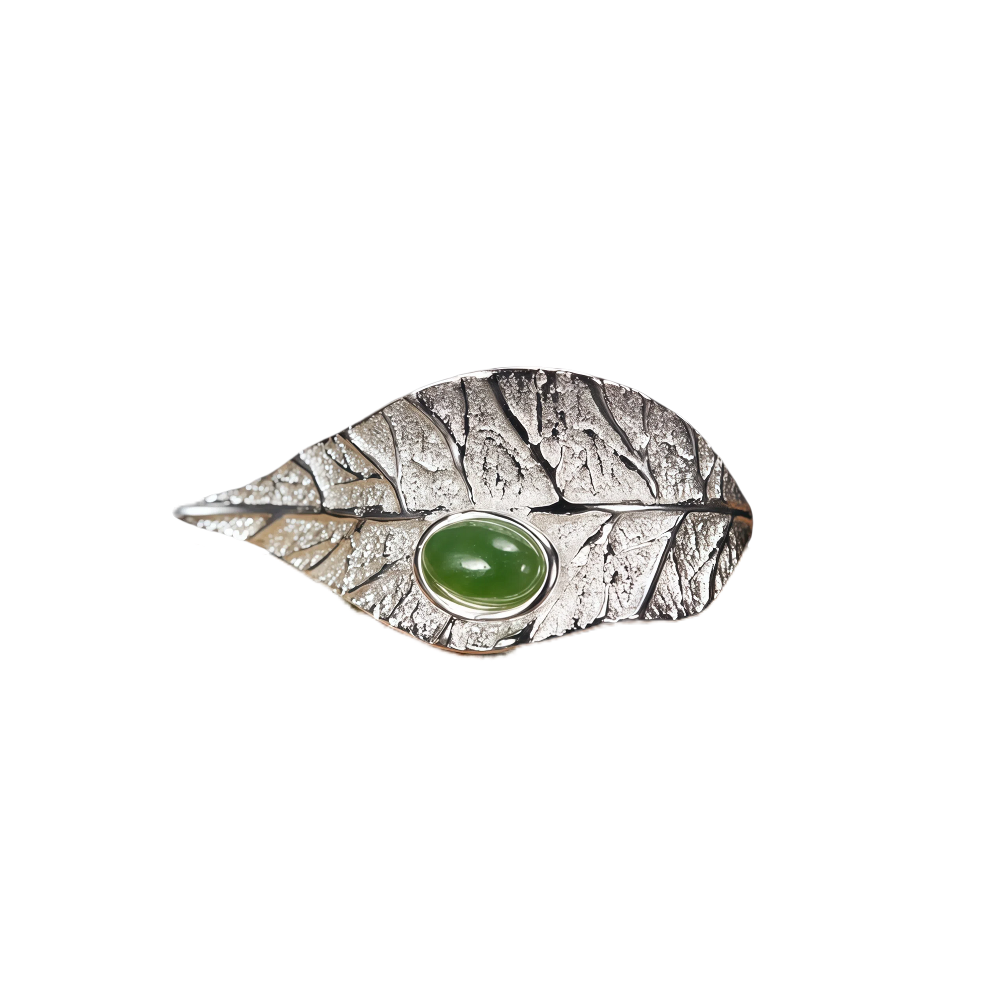 Artistic Leaf Natural Gemstone Open Ring