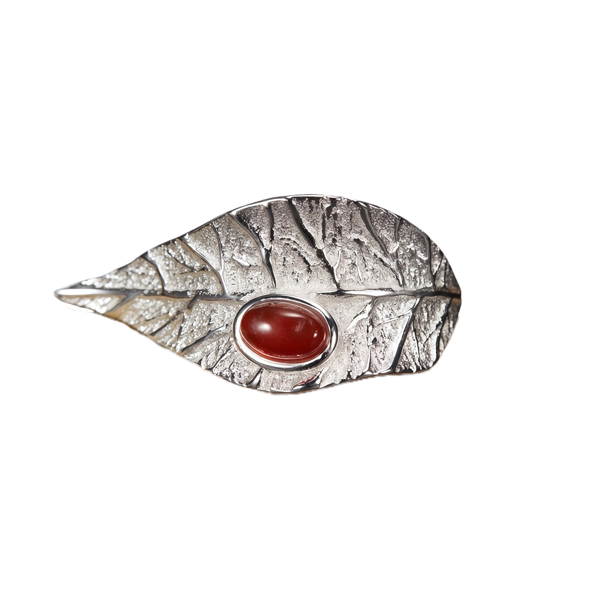 Artistic Leaf Natural Gemstone Open Ring