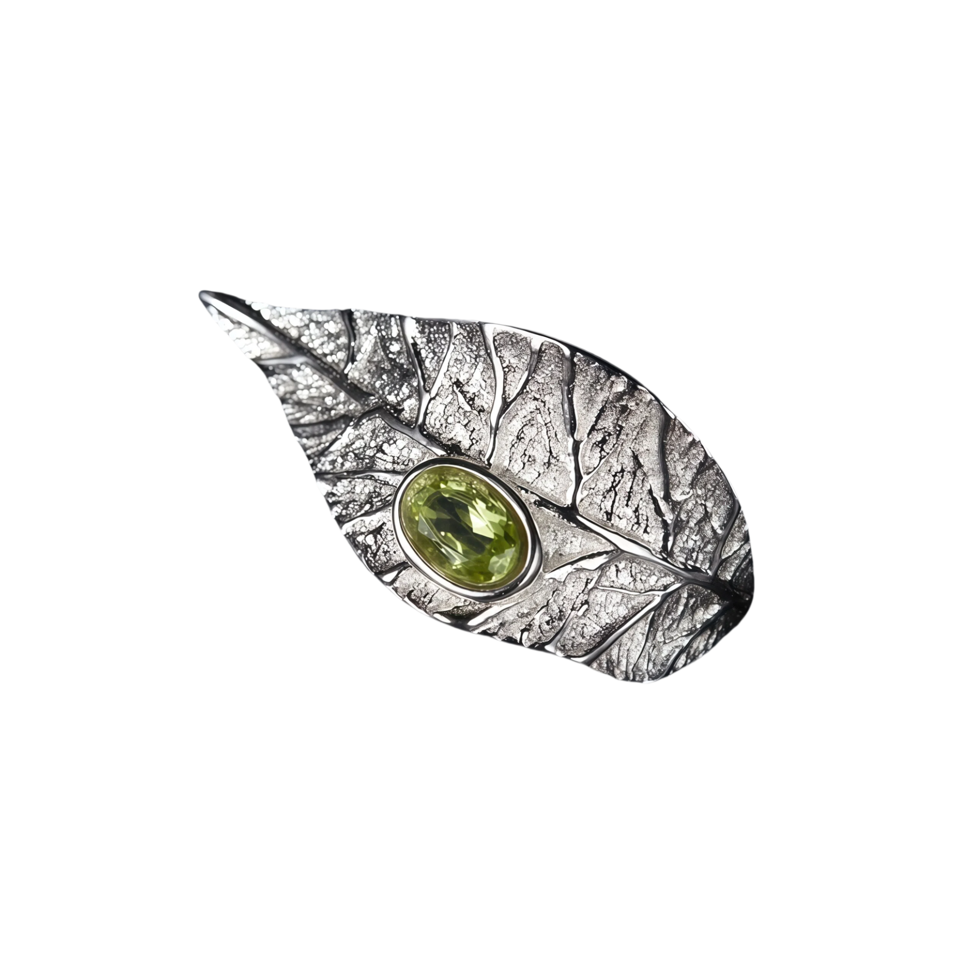 Artistic Leaf Natural Gemstone Open Ring