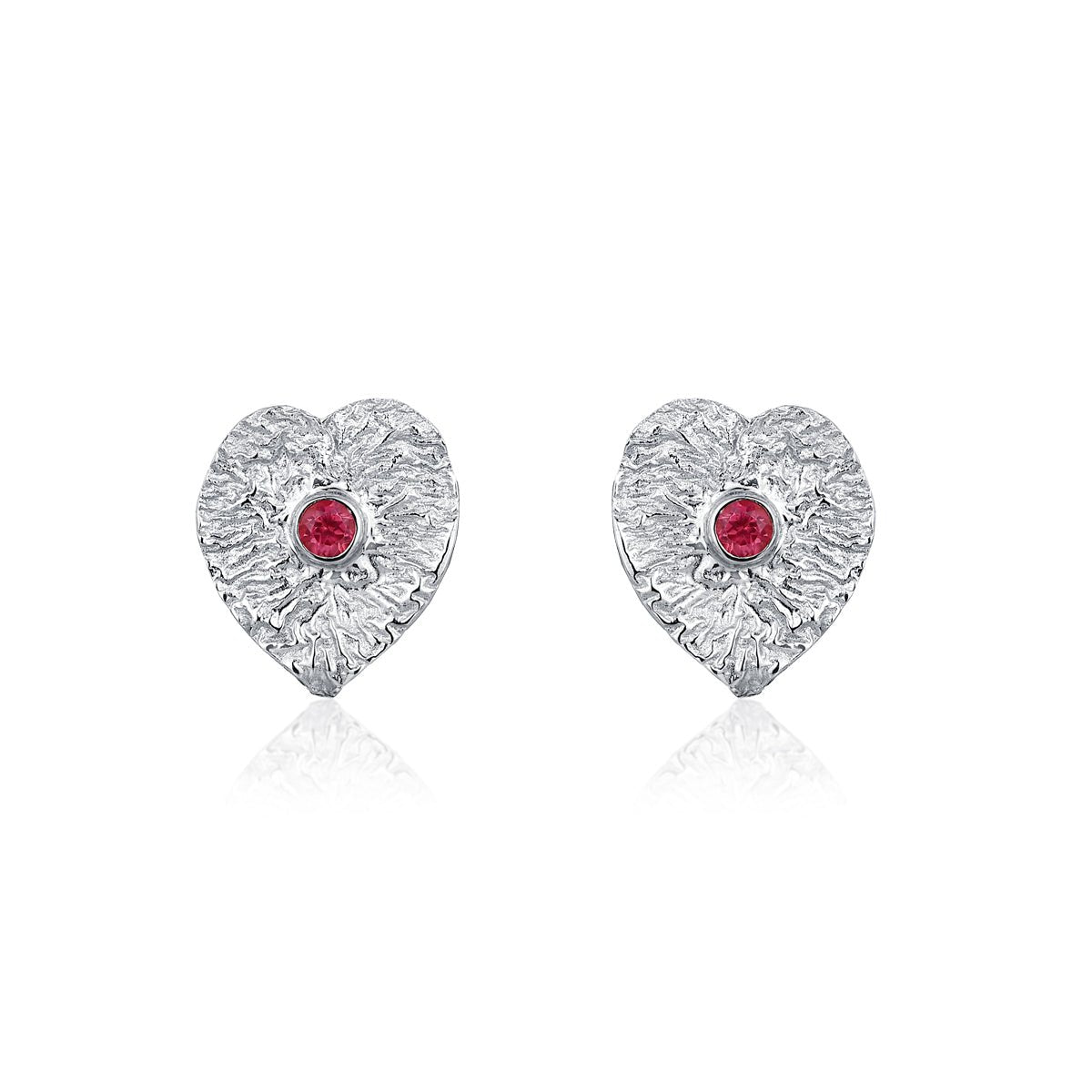 Liberty Elm Ruby Silver Drop Earrings(Large) - BYRDSTRÖM JEWELRY