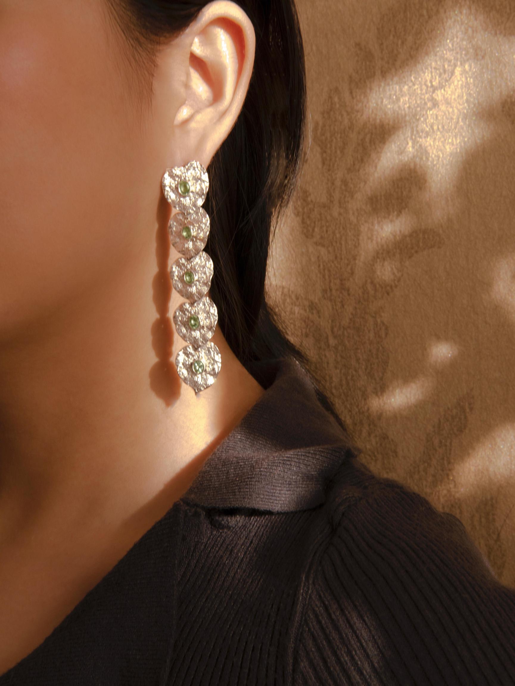 Liberty Elm Ruby Silver Drop Earrings(Large) - BYRDSTRÖM JEWELRY