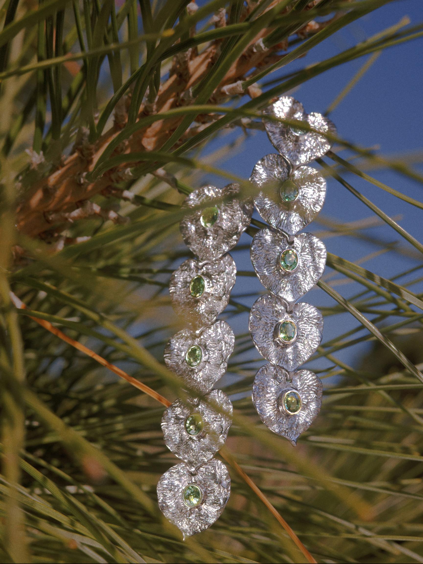 Liberty Elm Ruby Silver Drop Earrings(Large) - BYRDSTRÖM JEWELRY