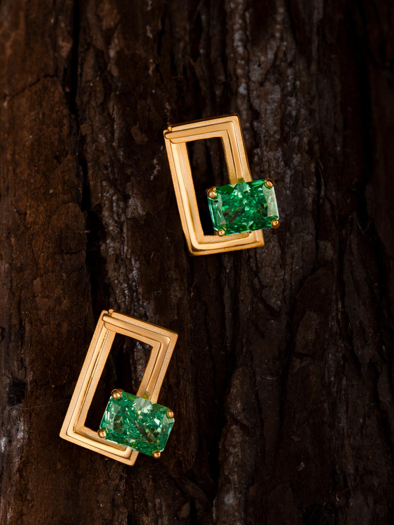 Rectangular Silver Zircon Element Symbol Earrings - BYRDSTRÖM JEWELRY