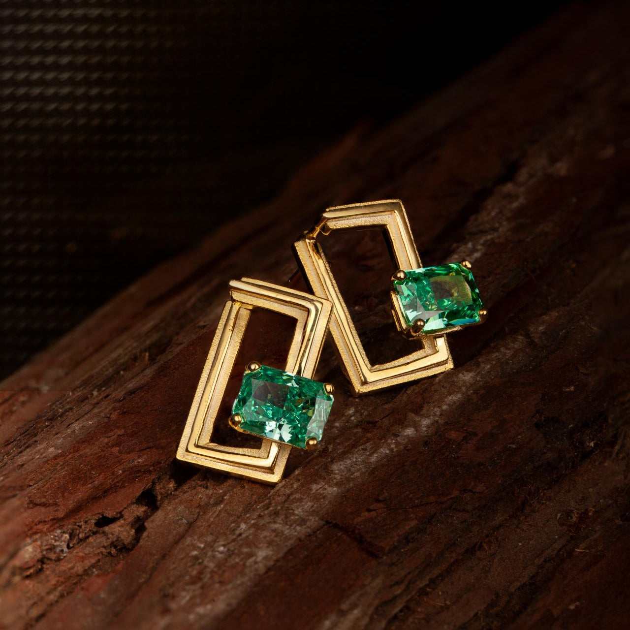 Rectangular Silver Zircon Element Symbol Earrings - BYRDSTRÖM JEWELRY