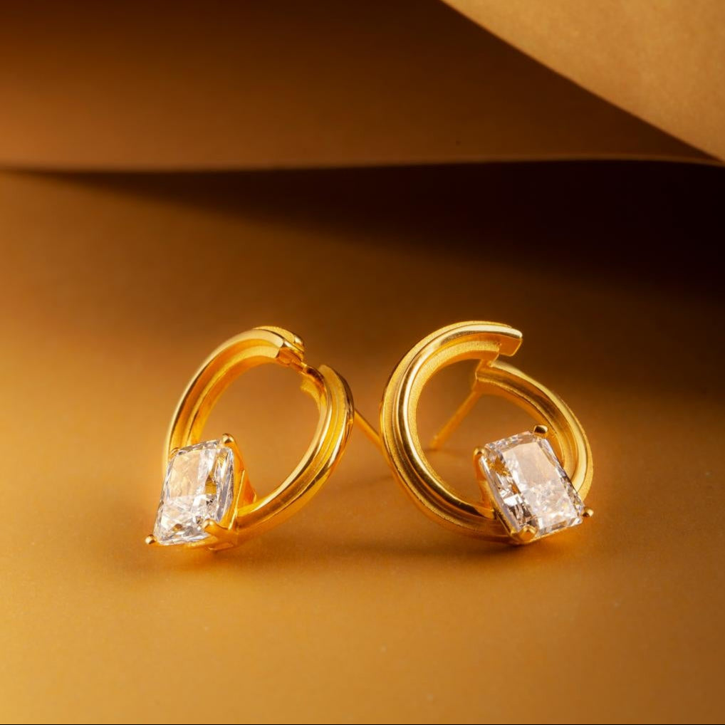 Round Silver White Zircon Element Symbol Earrings - BYRDSTRÖM JEWELRY