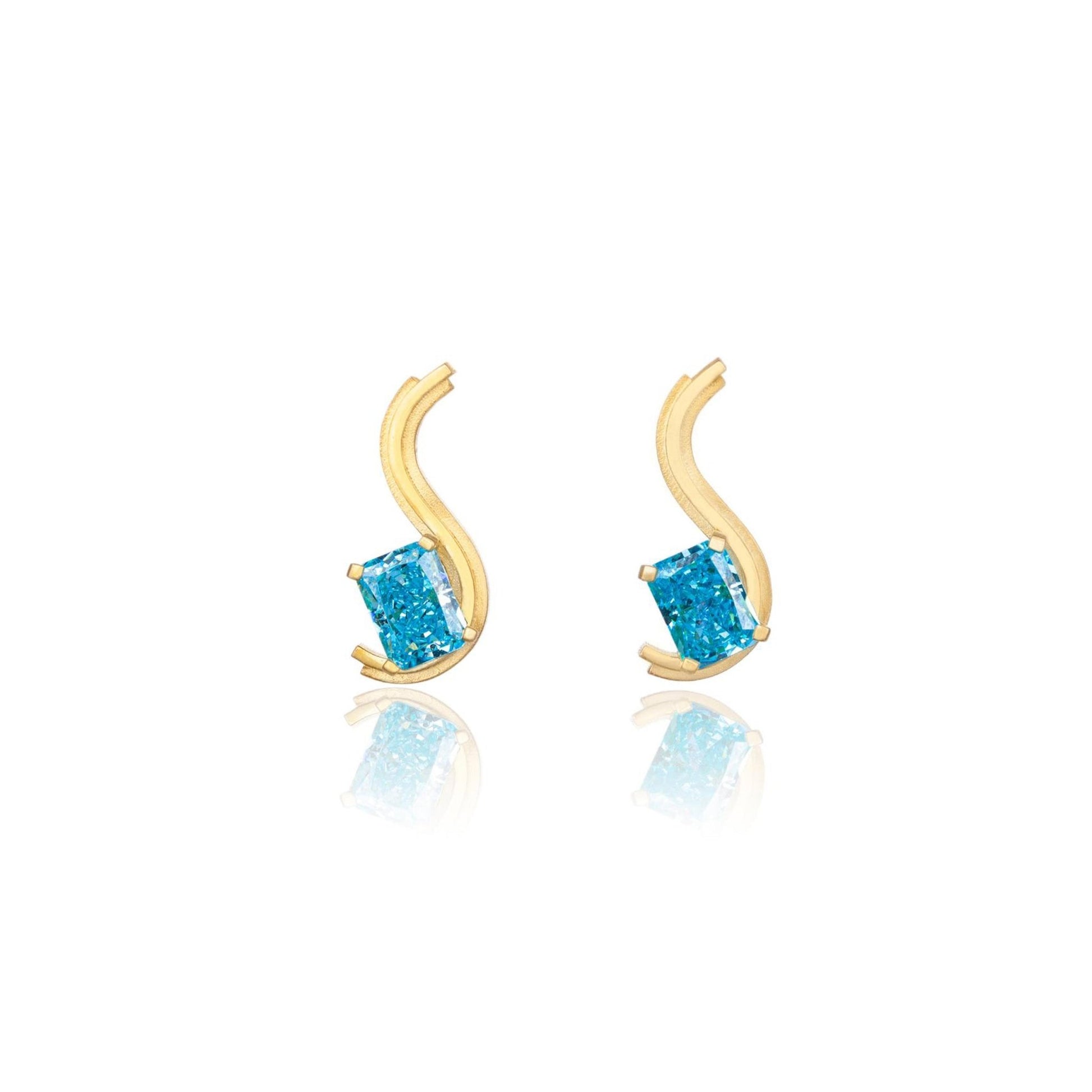 S - Shaped Silver Zircon Element Symbol Earrings - BYRDSTRÖM JEWELRY