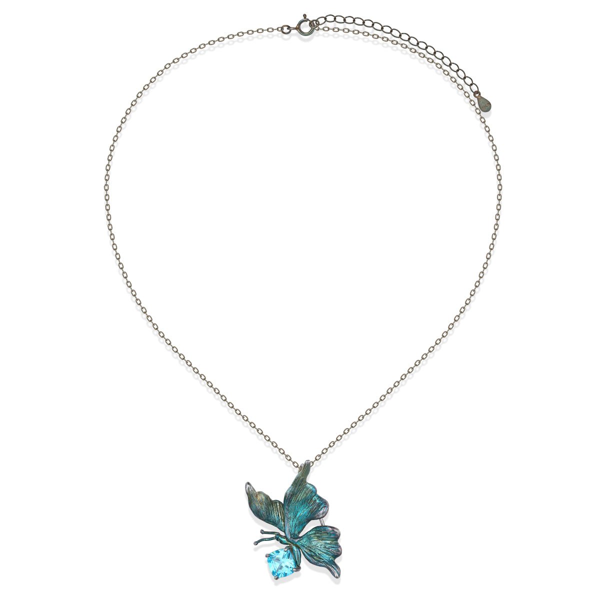 Silver Aquamarine Butterfly Pendant - BYRDSTRÖM JEWELRY
