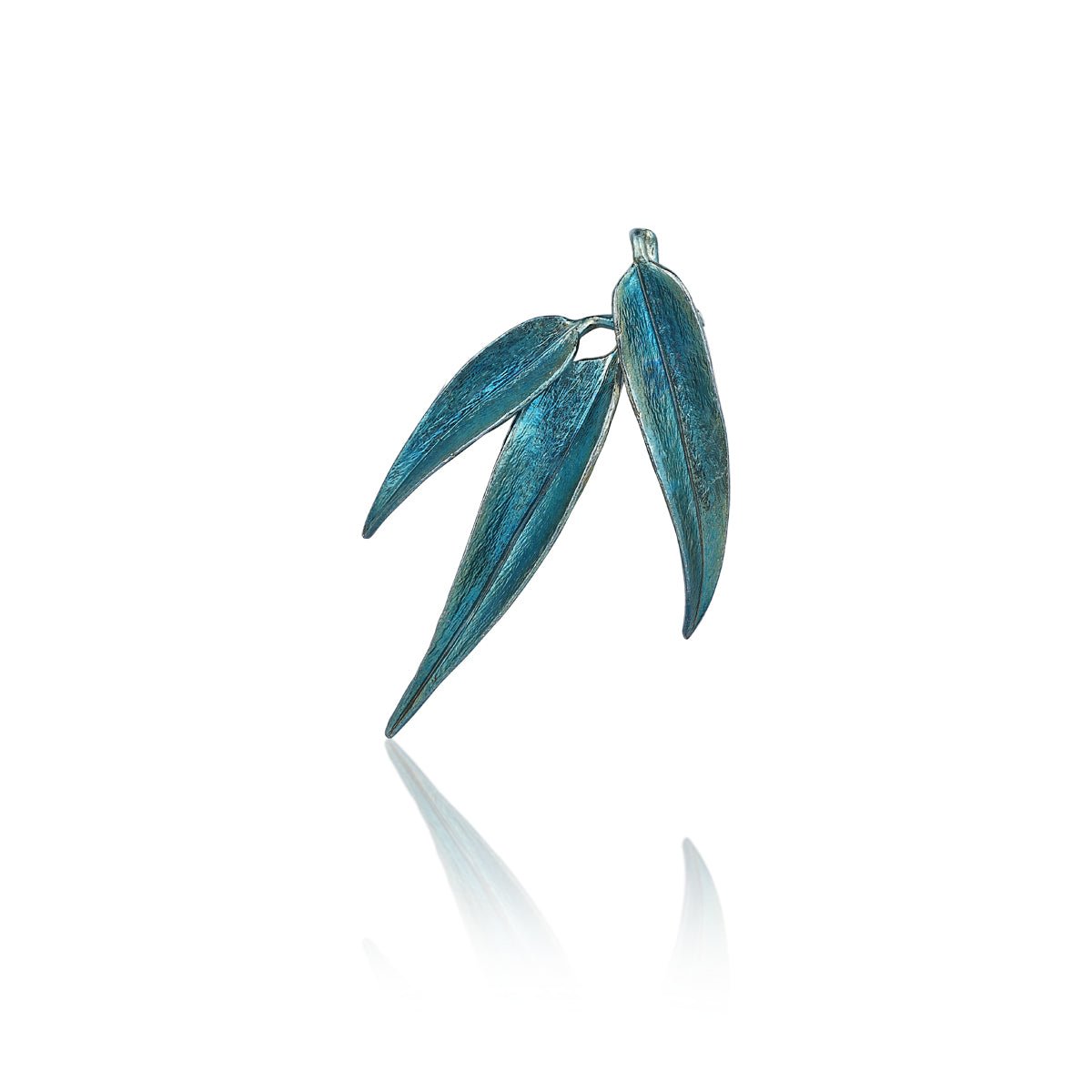 Silver Bamboo Shadow Blue Brooch BYRDSTROM BYRDSTRÖM handmade handcrafted jewelry nature natural healing