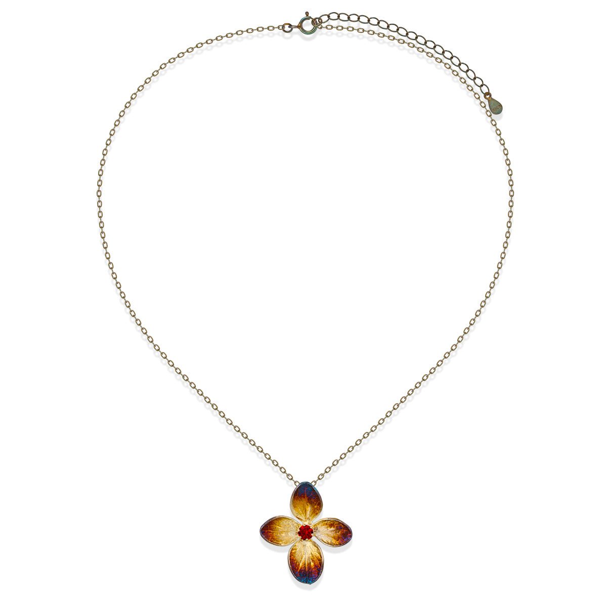 Silver Garnet Hydrangea Illusion Pendant - BYRDSTRÖM JEWELRY