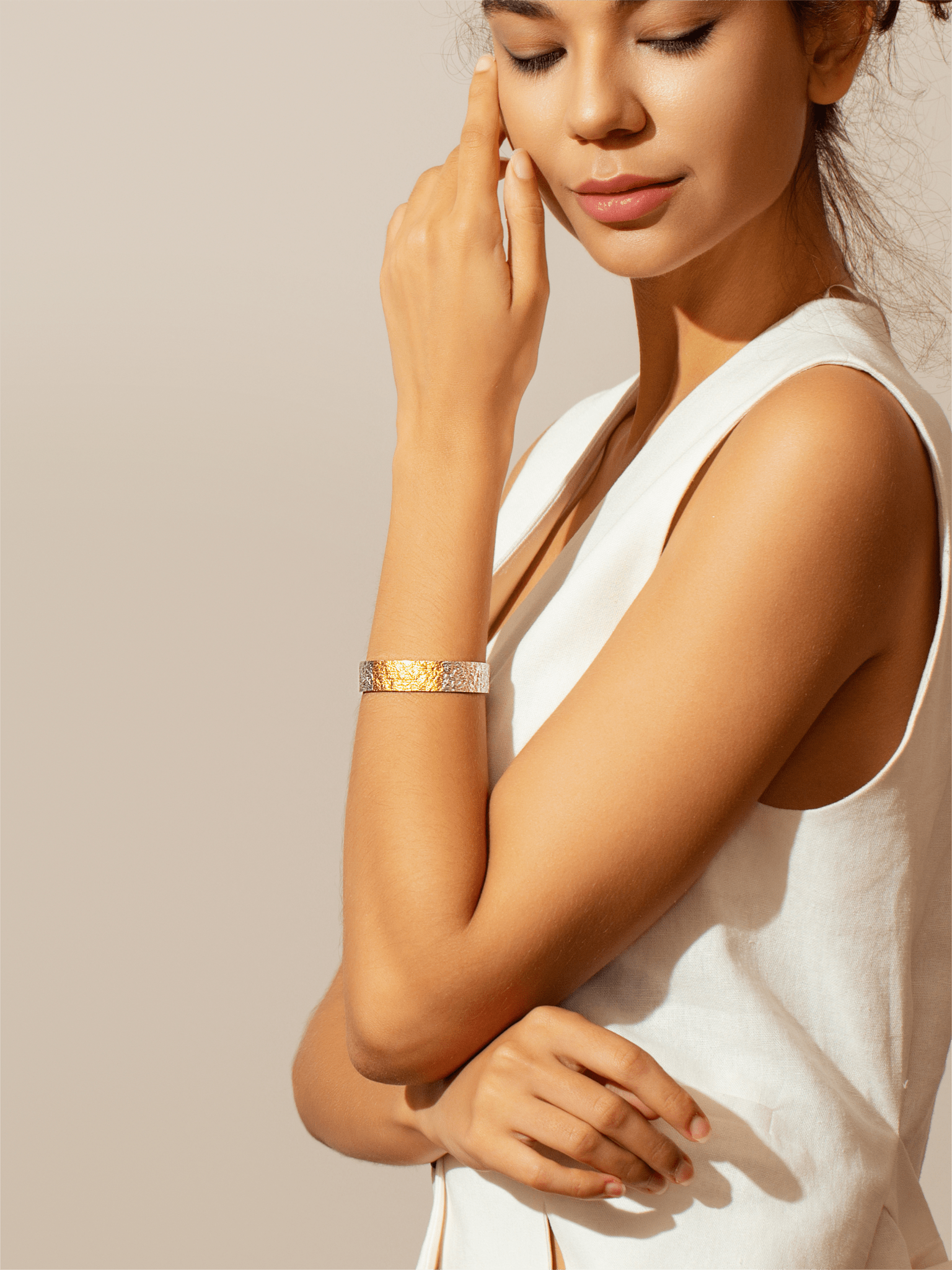 Silver Weave of Whispers Melted Gold Bracelet - BYRDSTRÖM JEWELRY