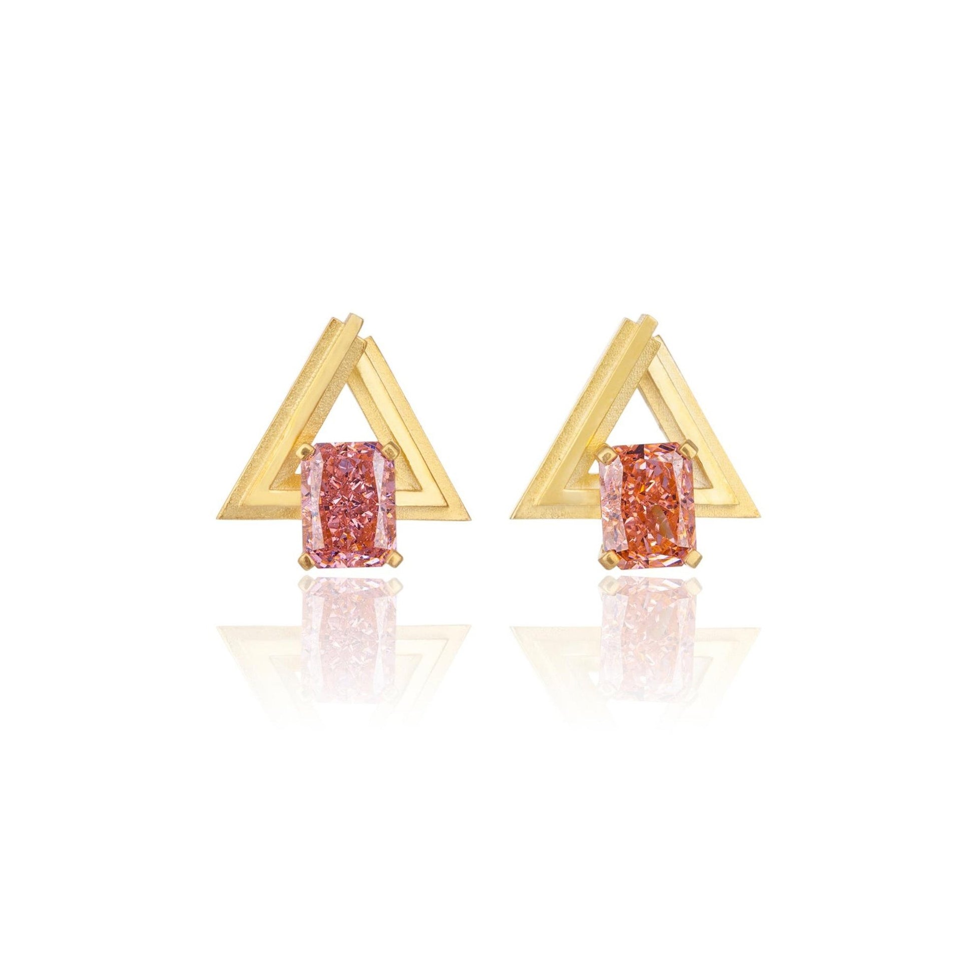 Triangle Silver Zircon Element Symbol Earrings - BYRDSTRÖM JEWELRY